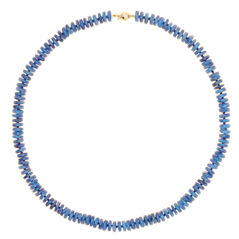 Handmade Silver Necklace-Beaded Kyanite Necklace