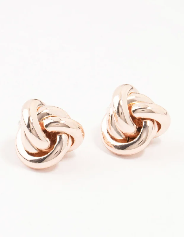 Artistic Earrings-Rose Gold Classic Knotted Stud Earrings