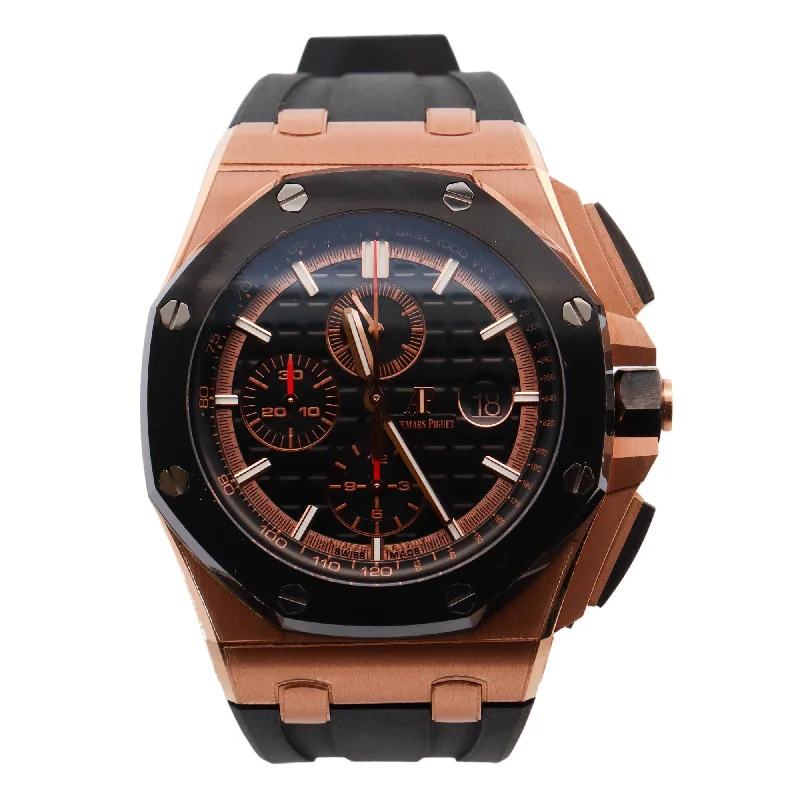 Designer Men's Watch with Custom Band-Audemars Piguet Royal Oak 44mm Black Dial Watch Ref# 26401RO.OO.A002CA.02