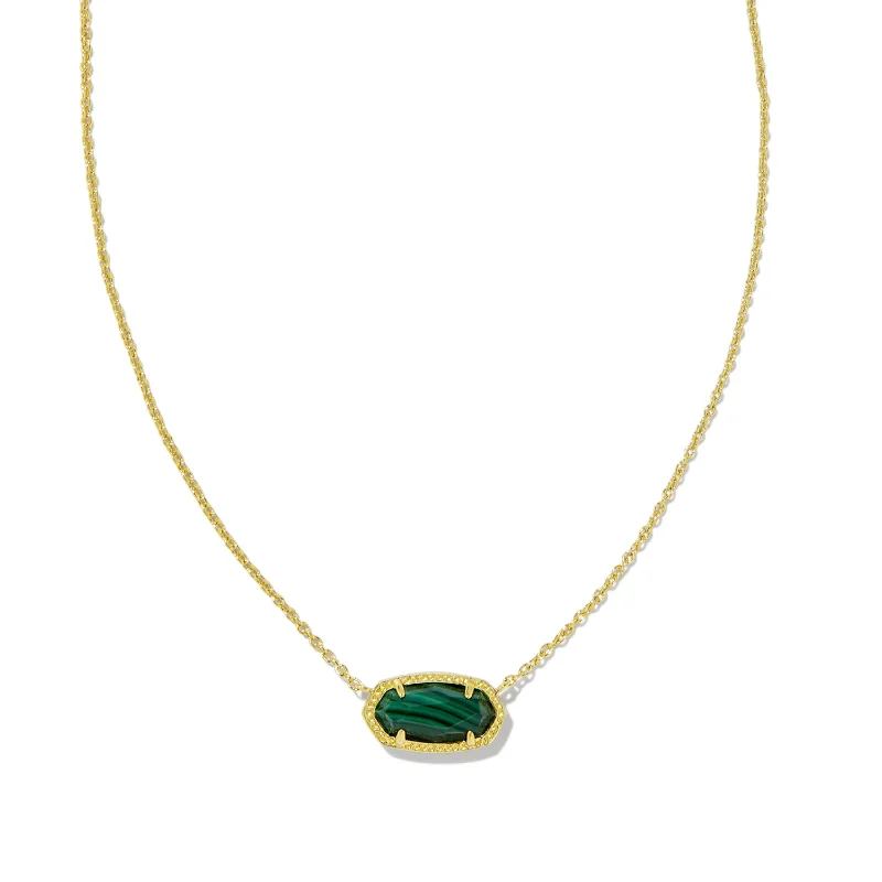 Custom Silver Pendant Necklace-Kendra Scott | Elisa Gold Pendant Necklace in Green Malachite