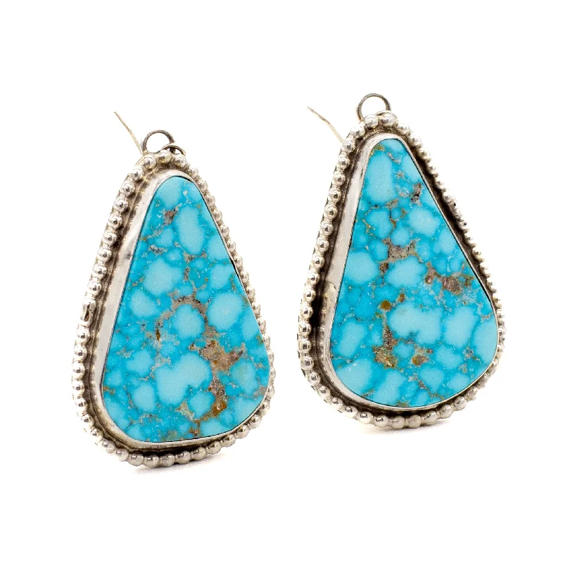 Triangular Earrings-Pricilla Apache Handmade Sterling Silver Turquoise Earrings