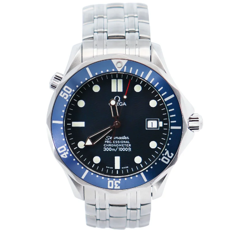 Luxury Stainless Steel Wristwatch-Omega Seamaster 41mm Blue Dial Watch Ref# 2531.80.00