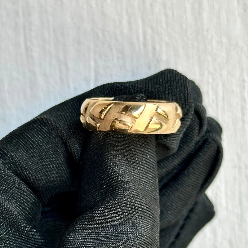 One-of-a-Kind Tire Track Wedding Band – Handcrafted in 14kt Yellow Gold