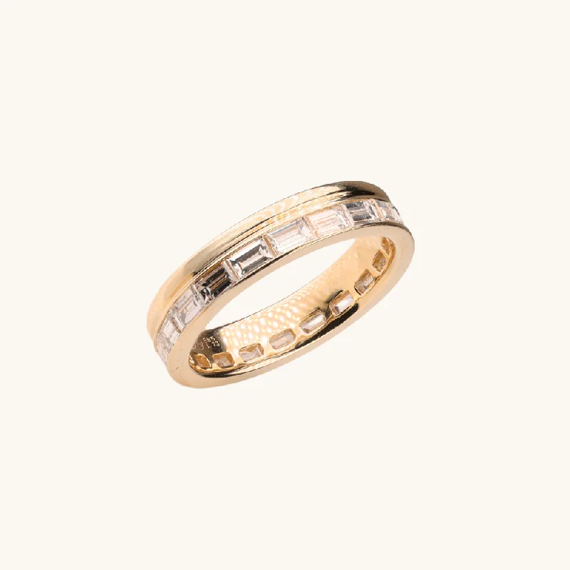 Baguette Lab Diamond and Gold Double Eternity Band