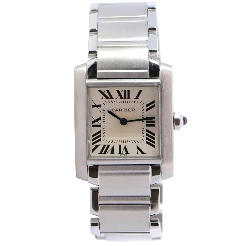 Vintage Pocket Watch-Cartier Tank 25mm White Dial Watch Ref# W51003Q3