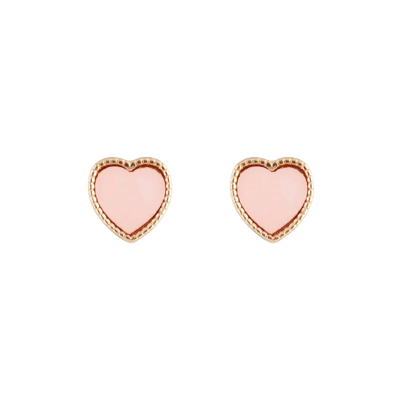 Elegant Drop Earrings-Pink Gold Acrylic Heart Stud Earrings