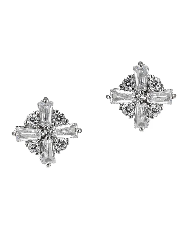 Artistic Earrings-Baguette and Round CZ Earrings