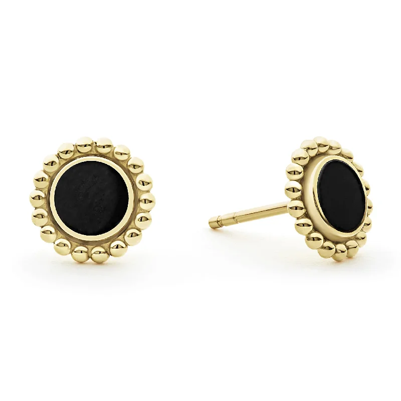 Gold Stud Earrings-Covet Round Onyx Stud Earrings