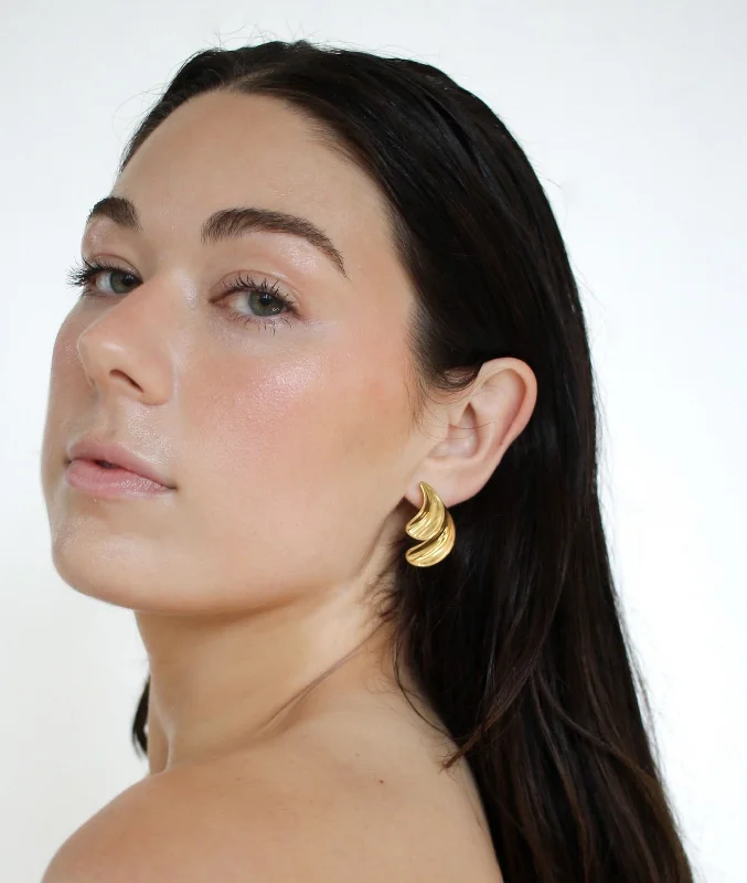 Unique Dangle Hoop Earrings-Lulu Double Smooth Stud Earrings