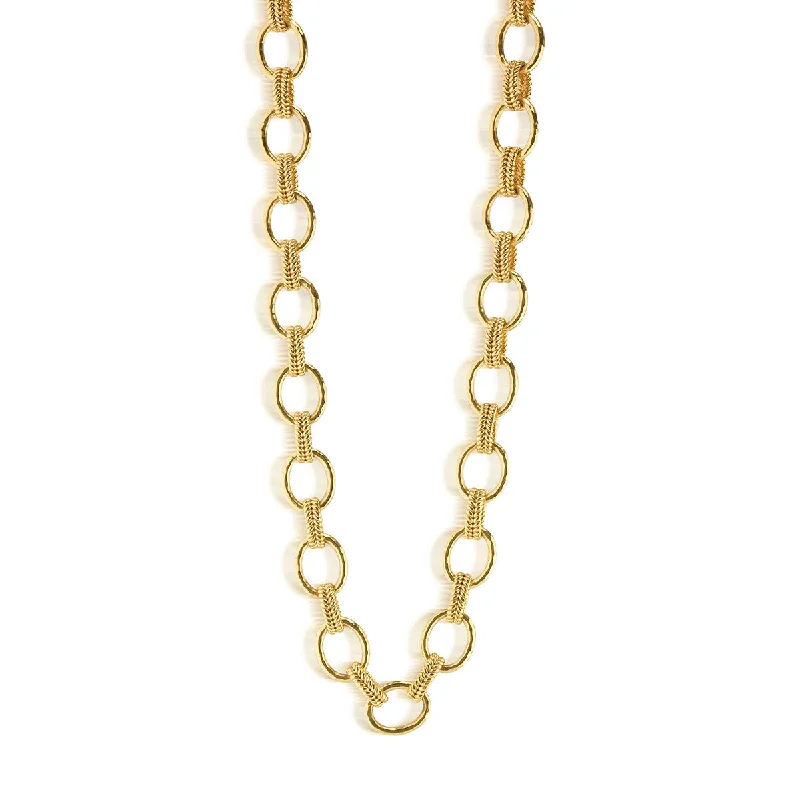 Elegant Crystal Necklace-Cleopatra Regal Link Necklace, 32" - Gold