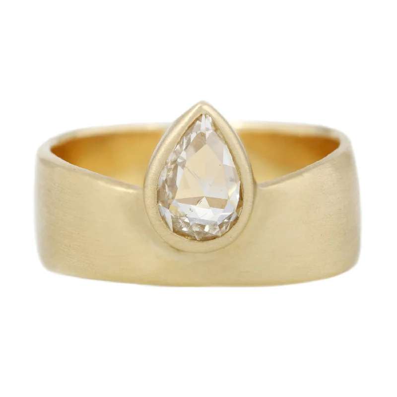 Pear Rose Cut Diamond Smooth Band