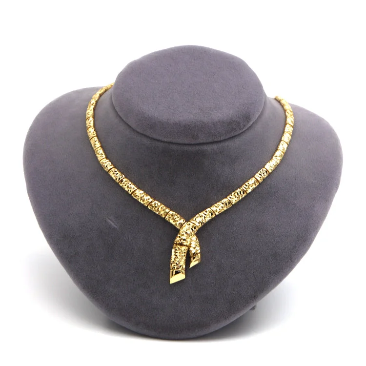 Custom Crystal Necklace-Real Gold Solid Serpenti Design Necklace (45 C.M) 0543 N1456