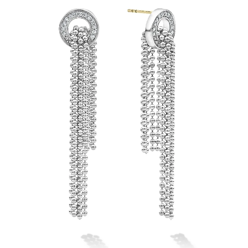 Handmade Dangle Earrings-Caviar Spark Cascading Caviar Diamond Earrings