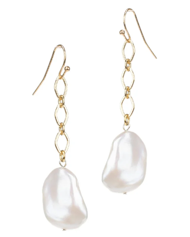 Luxury Chandelier Earrings-Pearl and Chain Drop Earrings