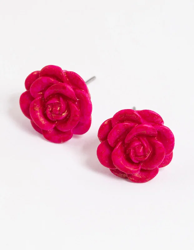 Swarovski Crystal Earrings-Watercolour Rose Stud Earrings