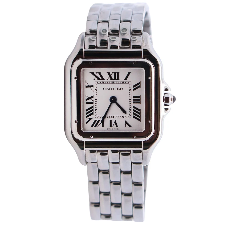 Men's Watch with Leather Strap-Cartier Panthere 31mm White Dial Watch Ref# WSPN0016