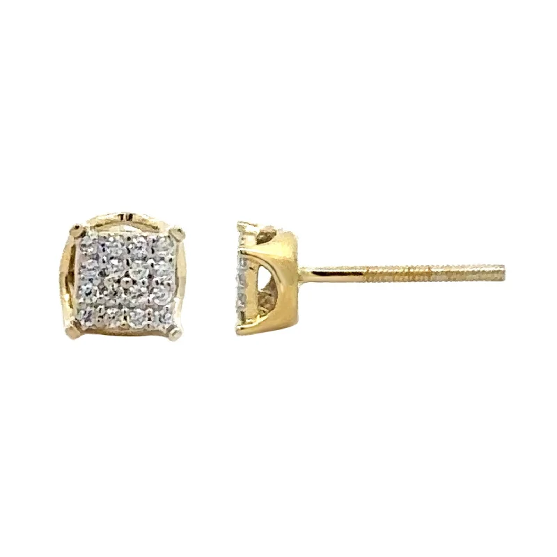 Bold Gold Earrings-LADIES EARRINGS 0.20CT ROUND DIAMOND 10K YELLOW GOLD