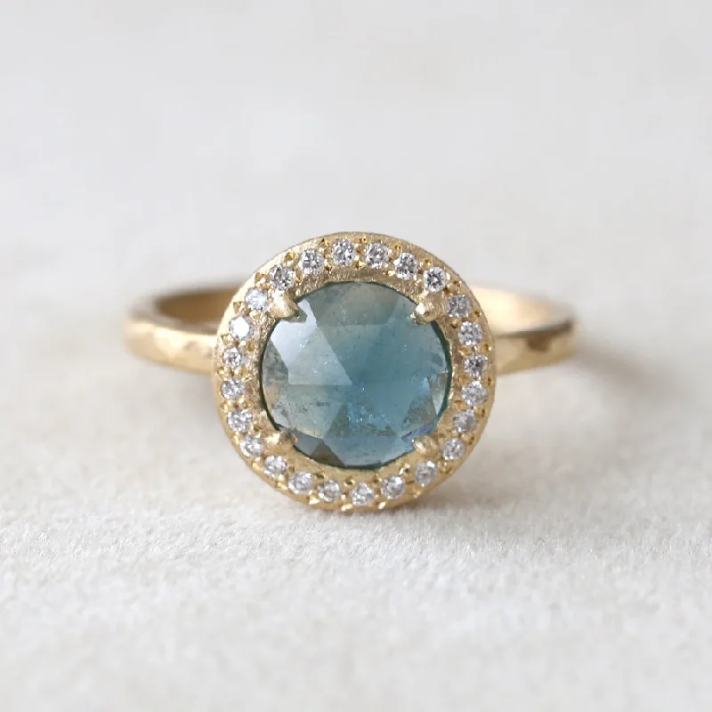 1.48ct Blue Tourmaline Halo Ring