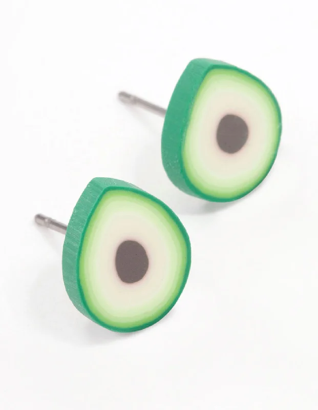 Casual Earrings-Green Avocado Stud Earrings