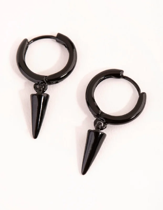 Fancy Drop Earrings-Matte Spike Huggie Earrings