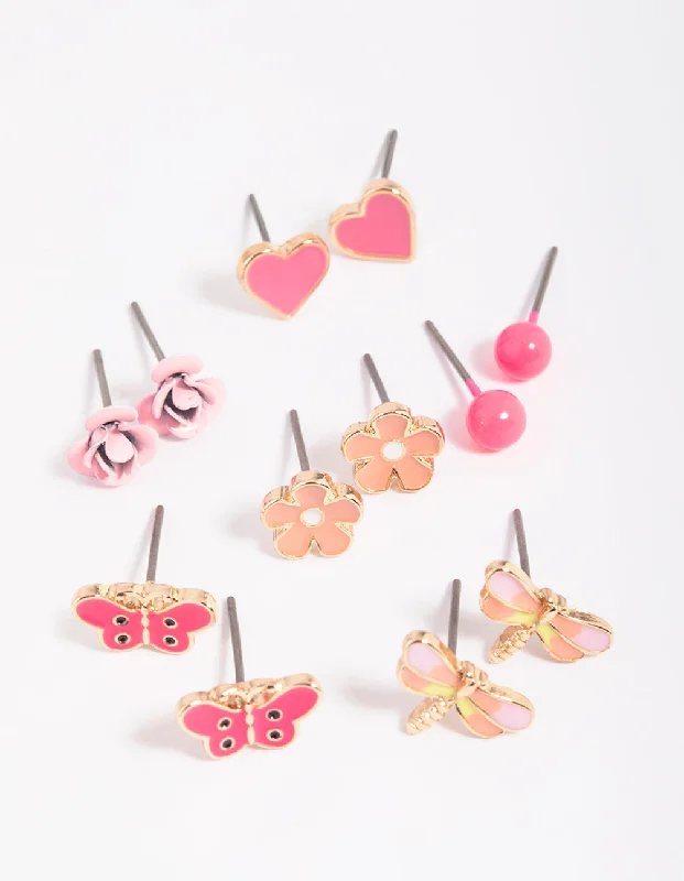 Casual Hoop Earrings-Kids Pretty Garden Stud Earring 6-Pack