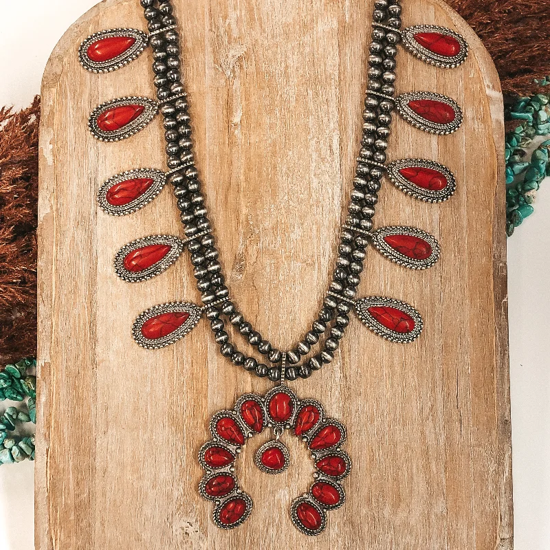 Fashionable Gemstone Bar Necklace-She's Gone Country Necklace in Red