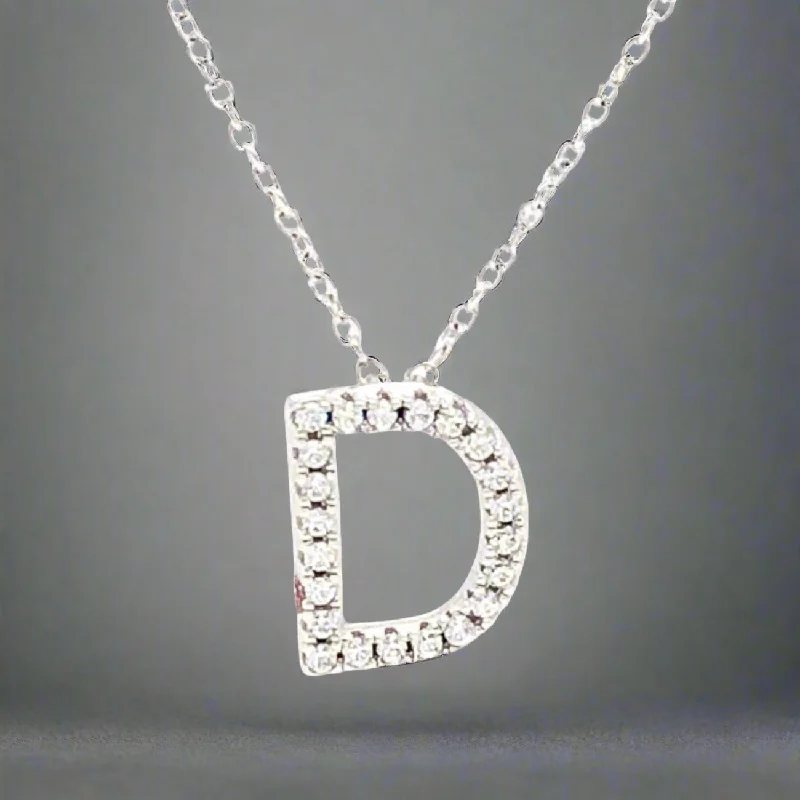 Gold Bar Necklace-SS D Initial CZ Necklace