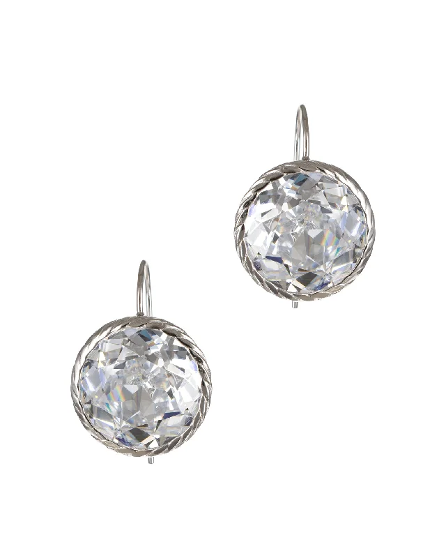 Cute Stud Earrings-Round CZ Rope Bezel Earrings