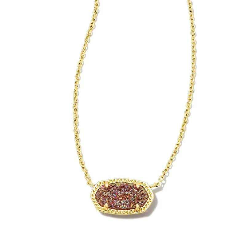 Classic Layered Necklace-Kendra Scott | Elisa Gold Pendant Necklace in Spice Drusy