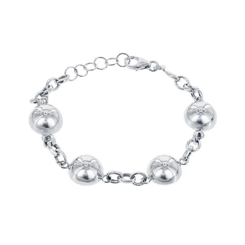 Custom Name Bracelet for Gift-Sterling Silver Semi Sphere Bracelet, 7"