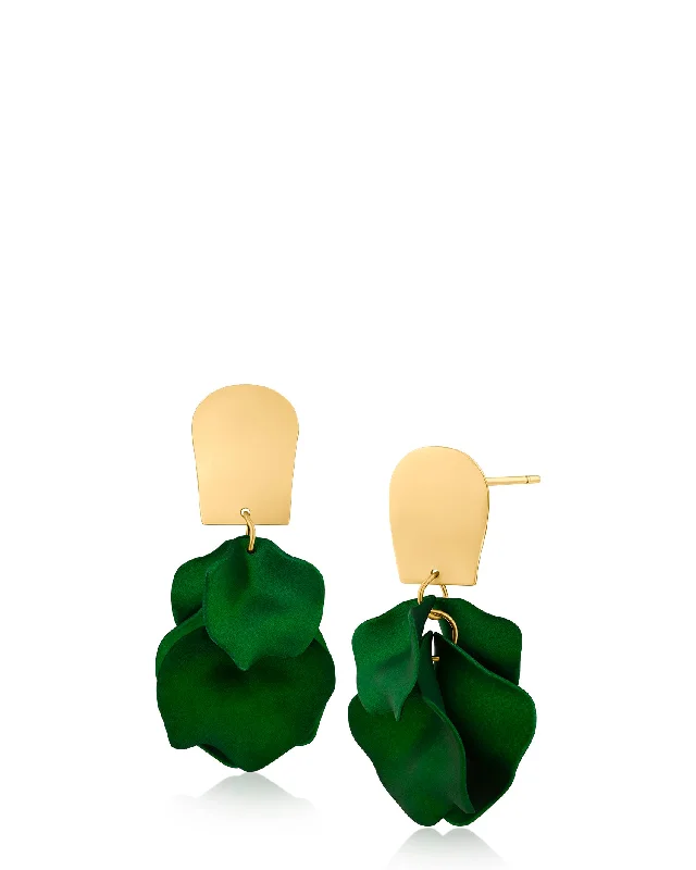 Long Tassel Earrings-Green Leaf Drop Earrings