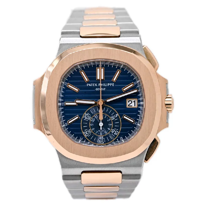 Custom Engraved Watch-Patek Philippe Nautilus 40.5mm Blue Dial Watch Ref# 5980/1AR