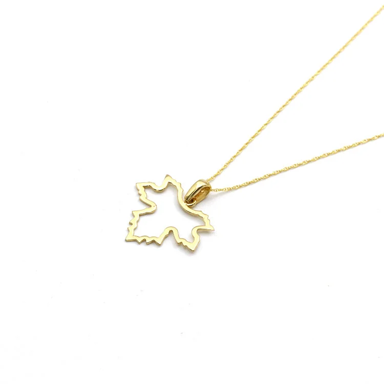 Fashionable Heart Pendant Necklace-Real Gold Maple Leaf Design Necklace - Model 0074 CWP 1962