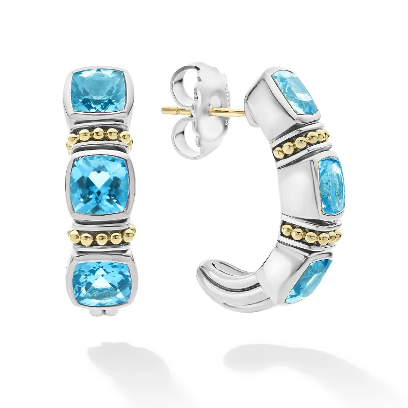 Pearl Hoop Earrings-Rittenhouse Swiss Blue Topaz Hoop Earrings