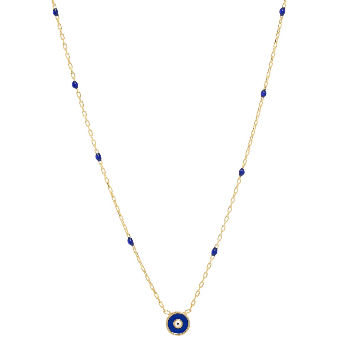 Silver Bar Necklace-YGP Sterling Blue Enamel Guardian Eye Necklace