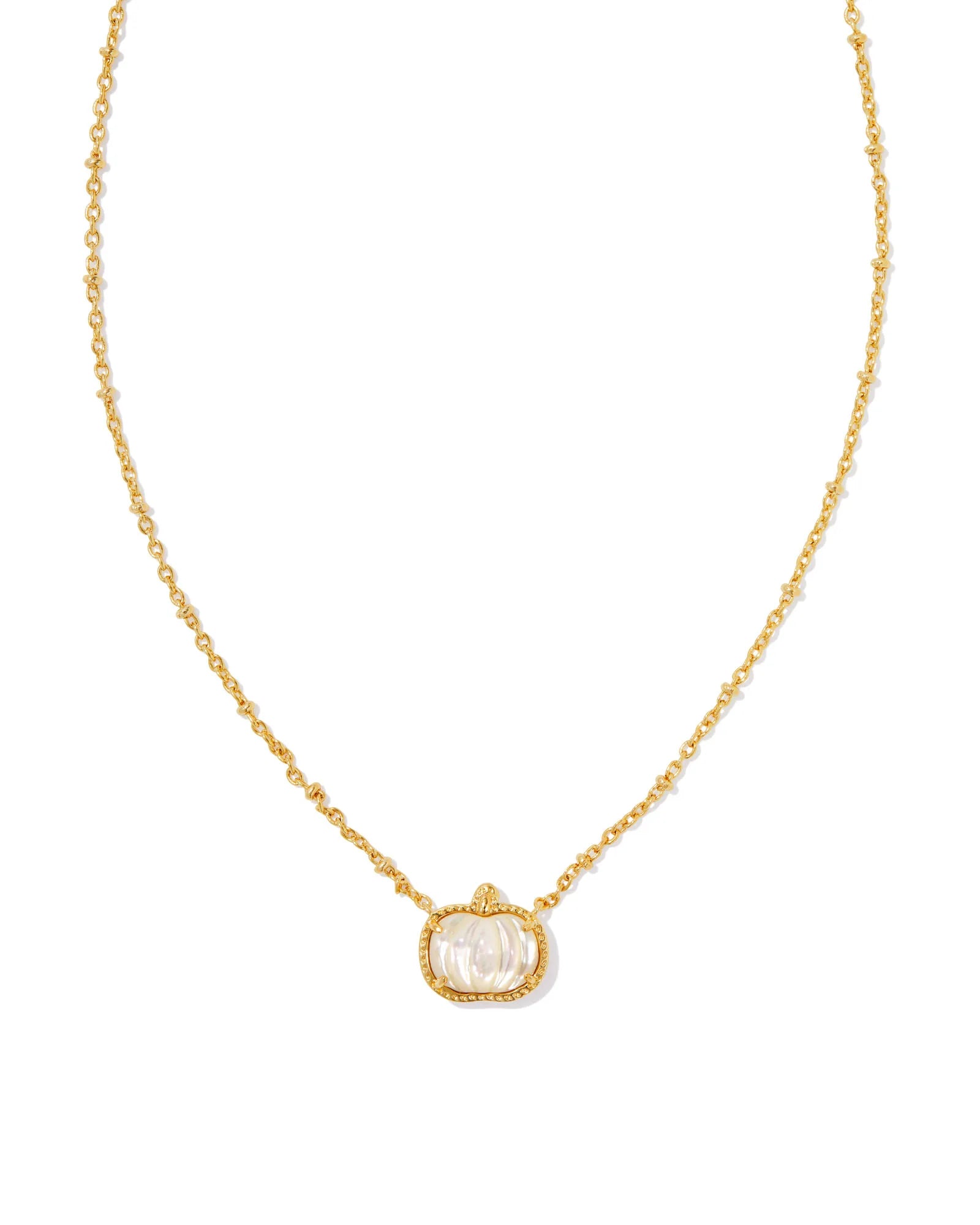 Multi-Layered Necklace-Kendra Scott | Pumpkin Gold Short Pendant Necklace in Ivory Mother-of-Pearl