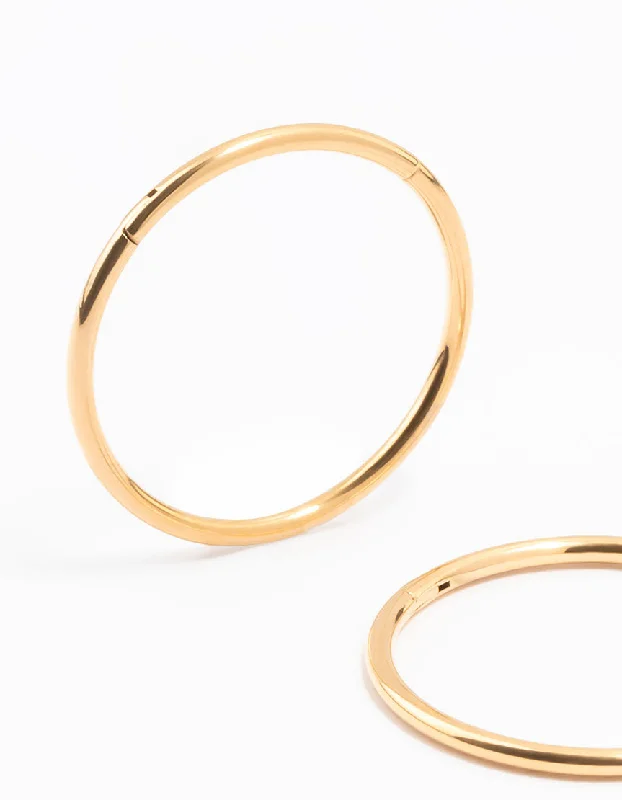 Small Hoop Earrings-Gold Plated Surgical Steel Sleeper Earrings 14MM