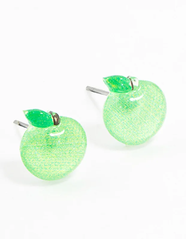 Crystal Drop Earrings-Plastic Apple Stud Earrings