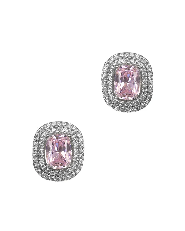 Chic Cuff Earrings-Pink CZ Clip On Earrings