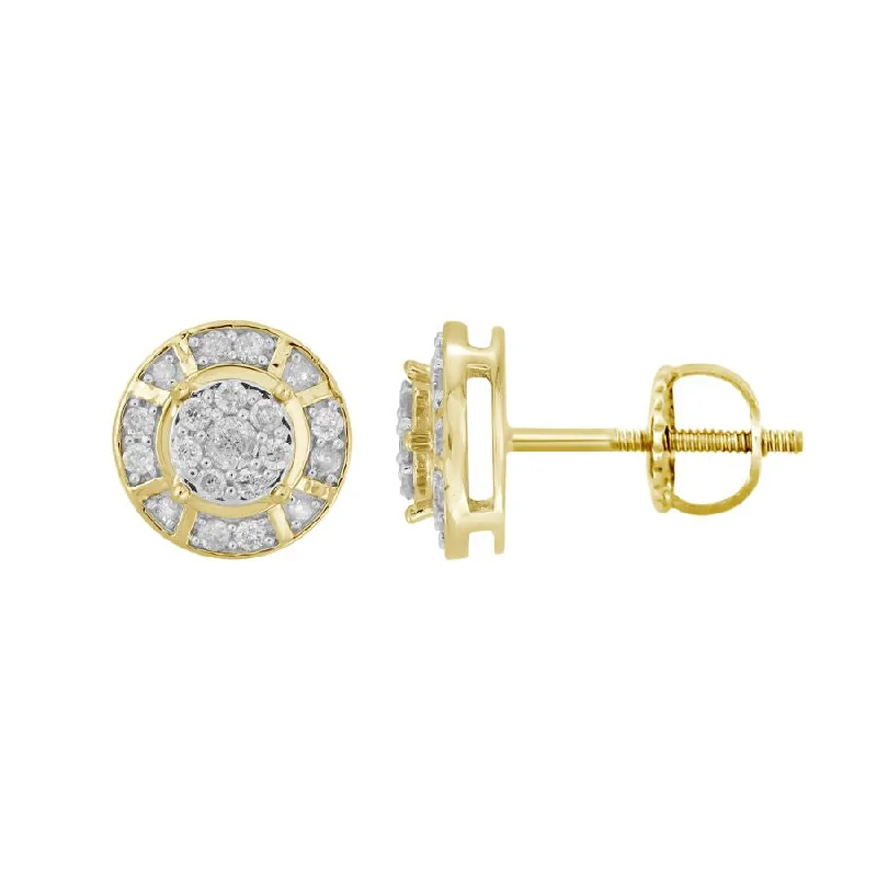 Glamour Diamond Earrings-LADIES EARRINGS 0.25CT ROUND DIAMOND 10K YELLOW GOLD