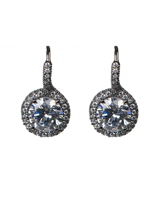 Sassy Ear Climbers-8mm Round CZ Drop Earrings