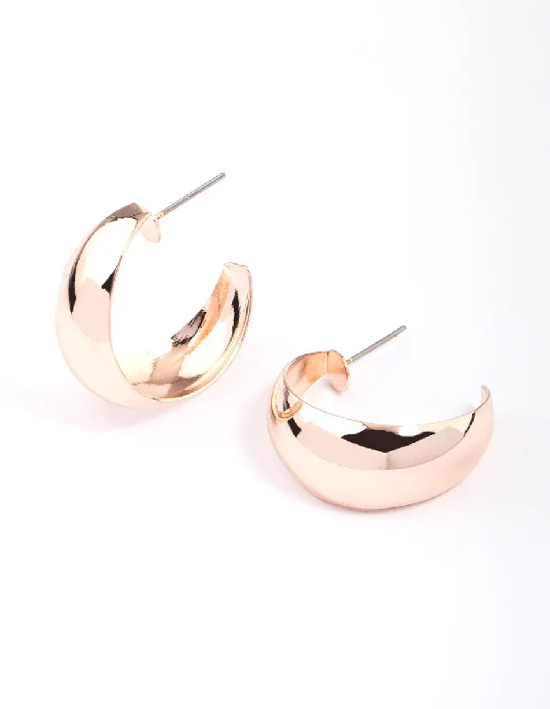 Sassy Ear Climbers-Rose Gold Open Chubby Hoop Earrings