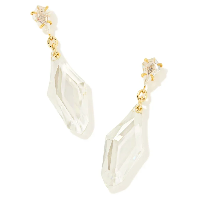 Classic Crystal Necklace-Kendra Scott | Alexandria Statement Earrings Gold Lustre Clear Glass