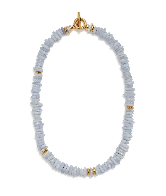 Long Bead Necklace-Mood Necklace in Blue Lace Agate