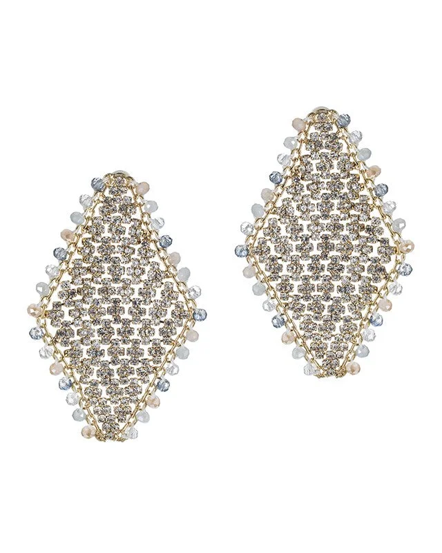 Rose Gold Earrings-Diamond Shape Crystal Earrings