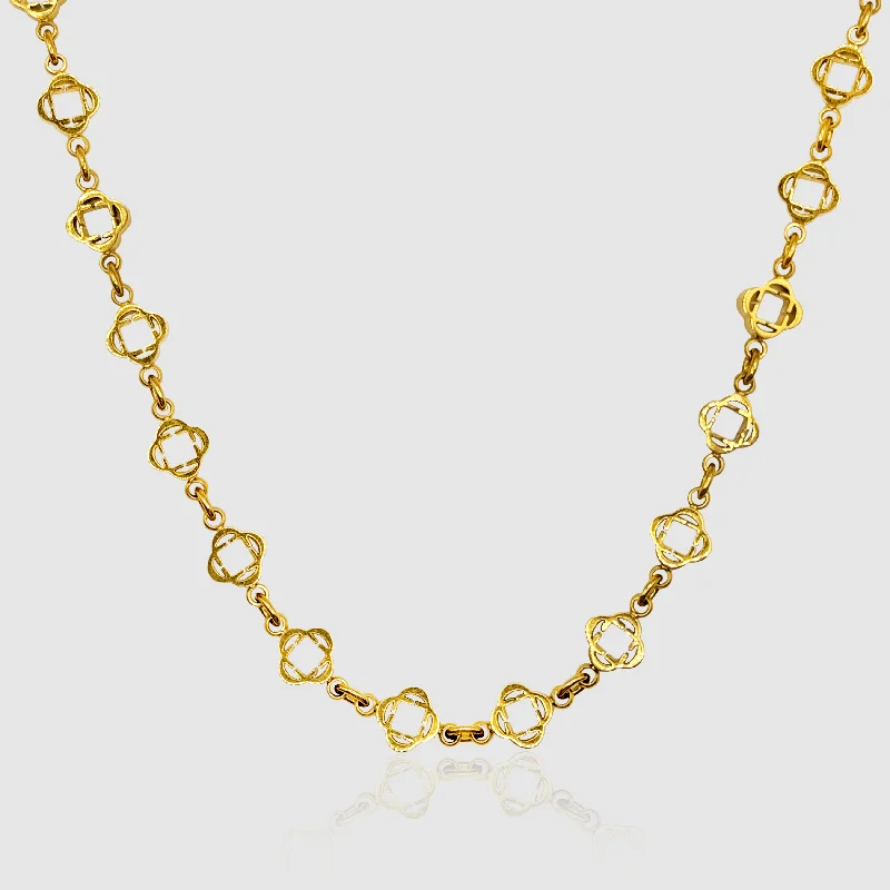 Crystal Beaded Necklace-Clover Link Necklace (Gold)