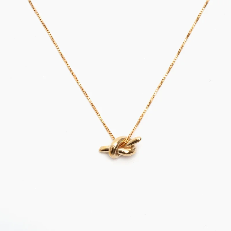 Adjustable Gold Necklace-Mini Knot Necklace in Brass