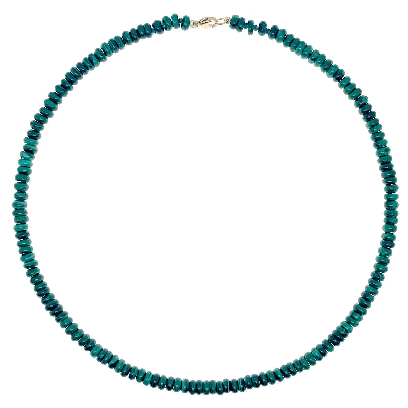 Fashionable Silver Necklace-Beaded Mini Malachite Necklace