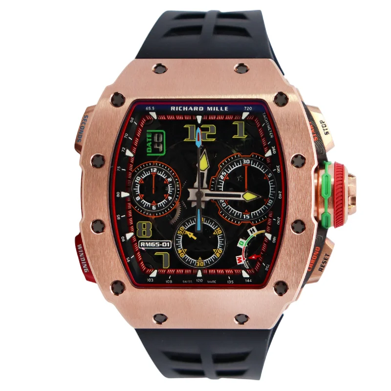 Rose Gold Luxury Watch-Richard Mille RM65-01 42.5mm Openwork Dial Watch Ref# RM65-01