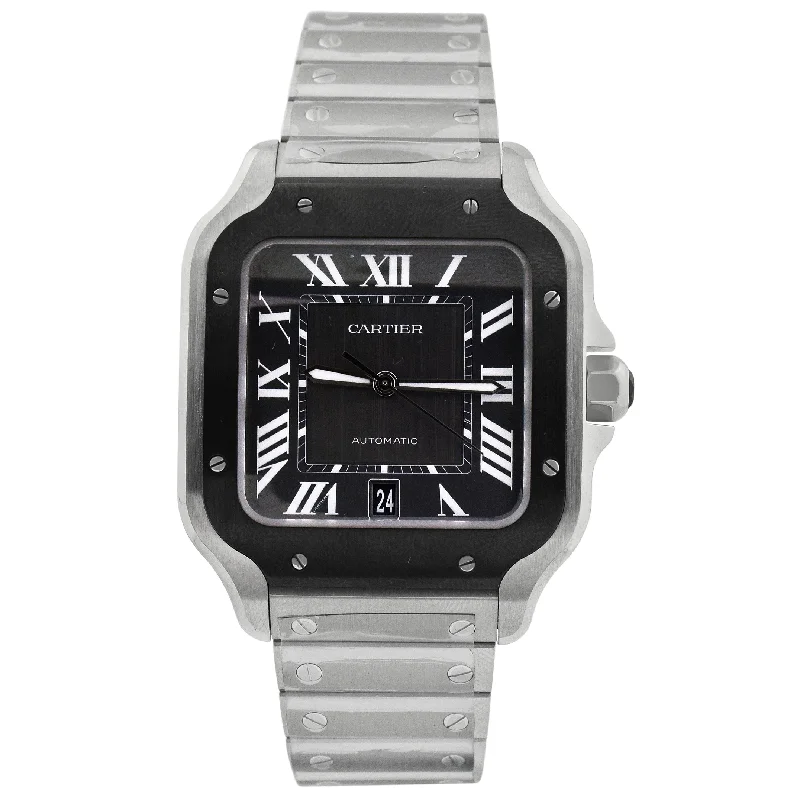 Smartwatch with Step Tracker for Women-Cartier Santos 40mm Grey Dial Watch Ref# WSSA0037